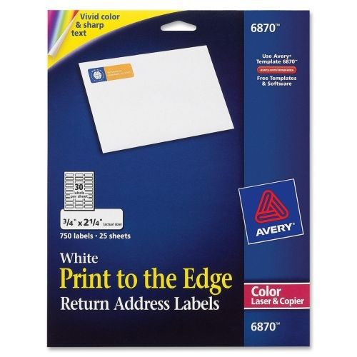 Avery Color Printing Label - 0.75&#034; W x 2.20&#034; L - 750 / Pack - Laser - White