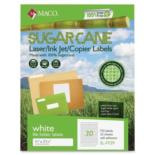 Maco Printable Sugarcane File Folder Labels - 0.50&#034; Wx 3.50&#034; L -750 / Box