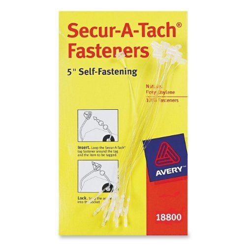 Avery Secur-A-Tach Fasteners  Nylon  Clear  5 inches  Pack of 1000 (18800)