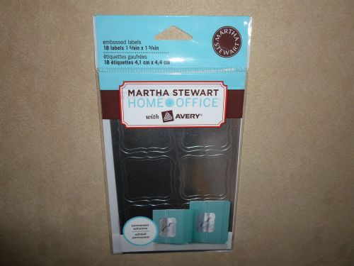 18 Martha Stewart Home Office Metallic Silver Embossed Labels~NEW IN PACKAGE!!