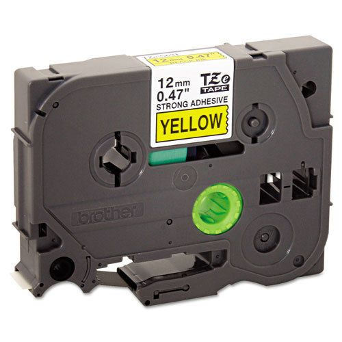TZe Extra-Strength Adhesive Laminated Labeling Tape, 1/2w, Black on Yellow