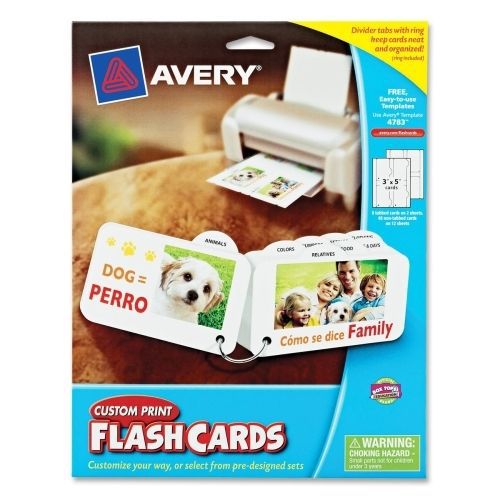 Avery Custom Print Flash Card - 3&#034;x5&#034; - 56/Pack - White - Learning