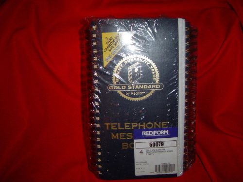 LOT OF 4 PACK,TELEPHONE MESSAGE BOOKS.REDIFORM,GOLD STAND.2400 SETS.CARBONLESS