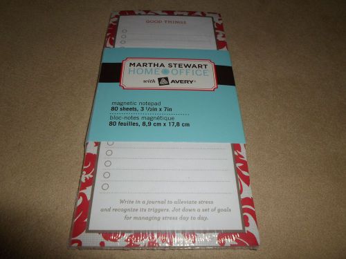 80 Sheet Martha Stewart Home Office Magnetic Notepad~3 1/2&#034; X 7&#034;~NEW IN PACKAGE