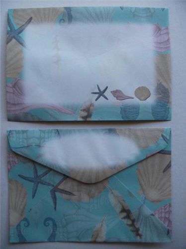 Coloured C6 Seahorse &amp; Shell Envelopes For Writing Notes Invites Letters Pack 15