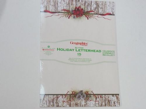 Geographics glitter Holiday Letterhead GeoPaper Pine Cones &amp; Ribbons 48921 Xmas