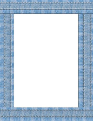 25 SHEETS DENIM BORDER PAPER Use With Printers, Craft Projects, Invitations