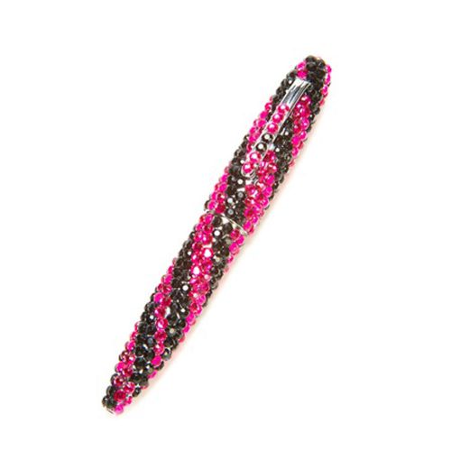 New black rasberry striped black &amp; hot pink crystal pen for sale