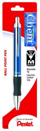 Pentel Client Retractable Ball Point Pen Medium Line Black Ink 1 Pack Carded