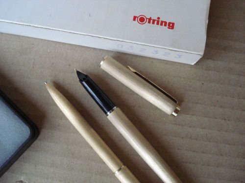 Rotring Fontain Pen and Ball Point Pen set of two Gold colour rare MIB!!