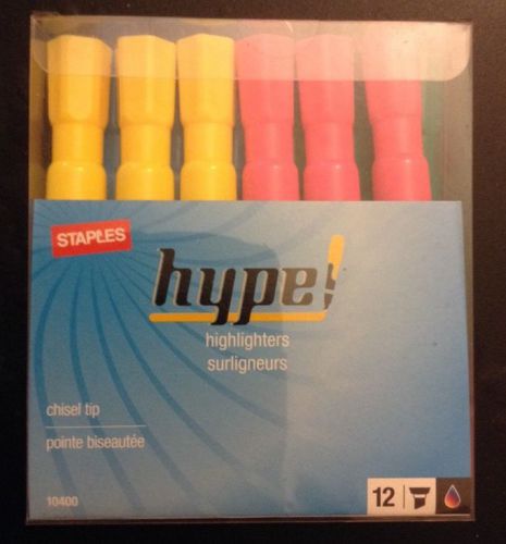 Hype Staples Brand Highlighters Chisel Tip 10400 12 Pack Assorted Colors New!!!