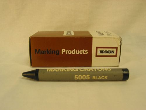 Marking Crayons, Thick Black Wax type.  Box of 12. Dixon No. 5005.