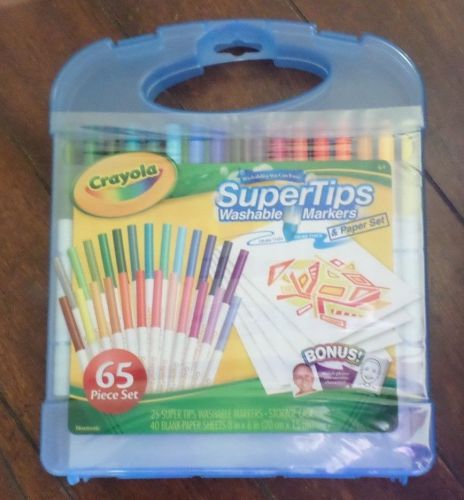 Brand New Crayola 65pc Super Tips Washable Markers &amp; Paper Set w/Storage Case