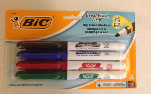 Bic Corporation Great Erase Grip Dry Erase Fine Point Markers (4 Pack)