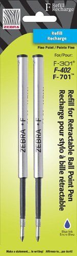 Zebra Pen F-series Pen Refill - Fine Point - Blue - 2 / Pack (85522)