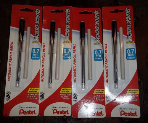 Pentel Quick Dock 0.7mm Mechanical Pencil Lead Cartridge REFILL LOT of (4)