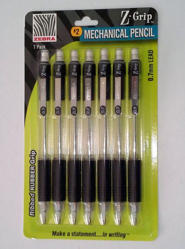 Zebra Z-Grips Mechanical Pencil #2 0.7mm 7 Pack  Ribbed Rubber Grip