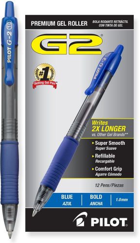 Pilot G2 Retractable Premium Gel Ink Roller Ball Pens Bold BLUE **FREE SHIPPING