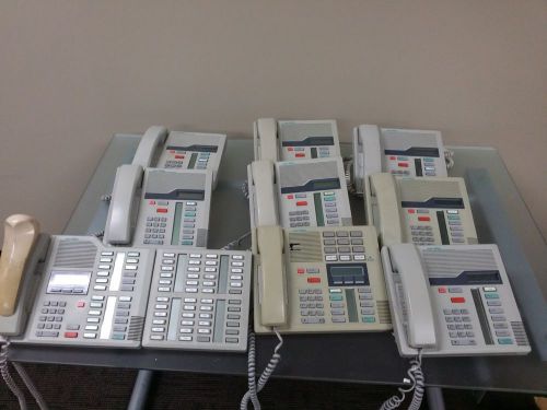 Set of 9 Nortel Meridian M7208 Phones ***Used*** with one Side Car **Used**