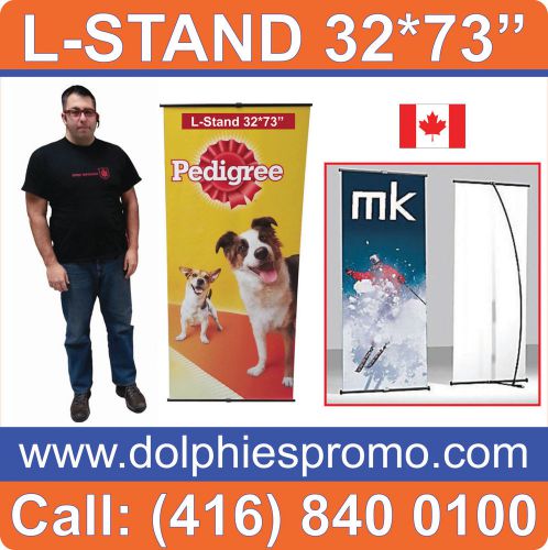 2 UNITS L-Stand Display Trade Show Banner Stands 32*73&#034; Pop Up Booth Displays