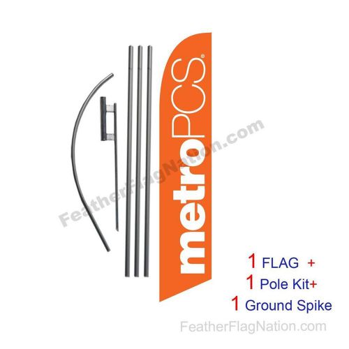 Orange metropcs feather banner swooper flag kit with pole+spike for sale