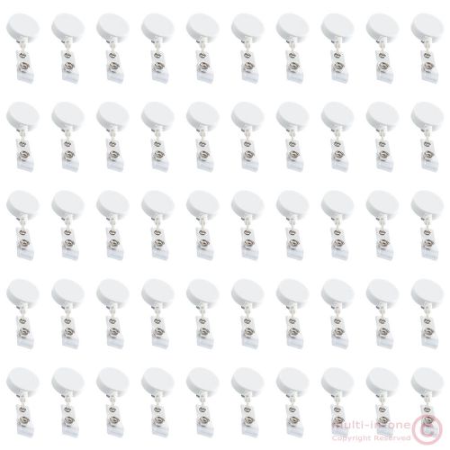 Lot 50pcs white retractable key tag/ID card/badge reel holder,belt roller clip