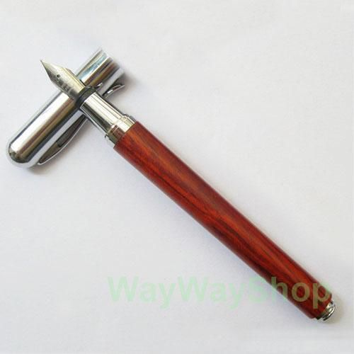 New Red Metal &amp; Wood Writing Fountain Pen Pencil Ink Re