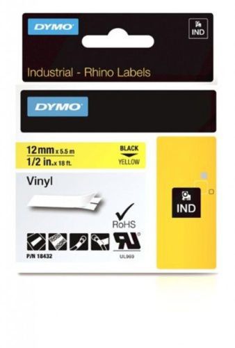 DYMO LABEL, VINYL TAPE 1/2X18 - 18432 Industrial Label Tape NEW