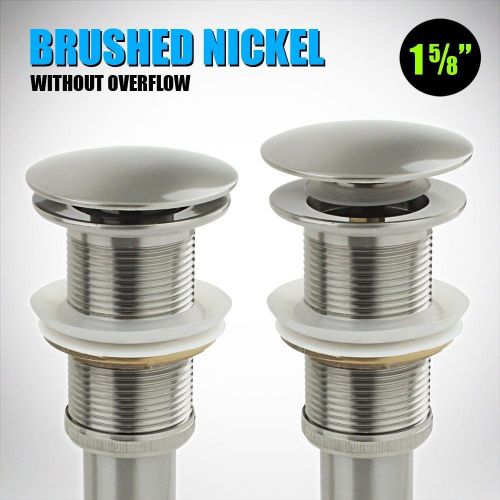 Brushed Nickel Bathroom Faucet Vessel Sink Pop Up Drain Stopper without Overflow