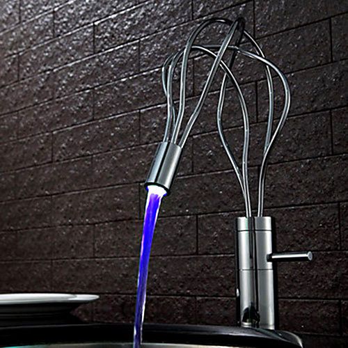 Modern unique led one hole bathroom sink faucet chrome brass tap free shipping for sale