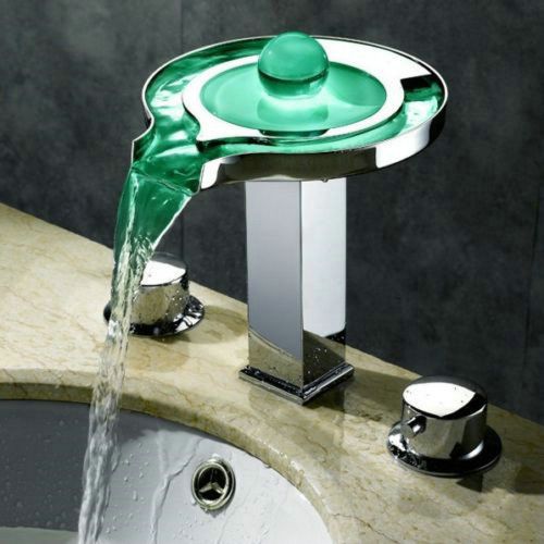 New style water power faucet double handle deck mounted brass mixer tap 3pcs for sale