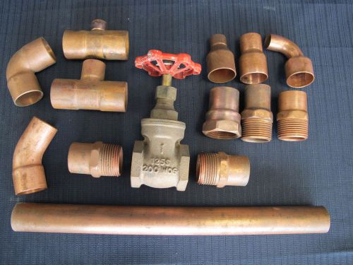 1&#034; Copper Gate Valve Pipe Reducer Tee Street 45 Degree Elbow Adapters Fittings