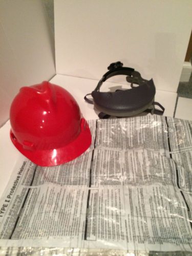 Red msa type i protective helmet brand new v-gard hard hat medium for sale