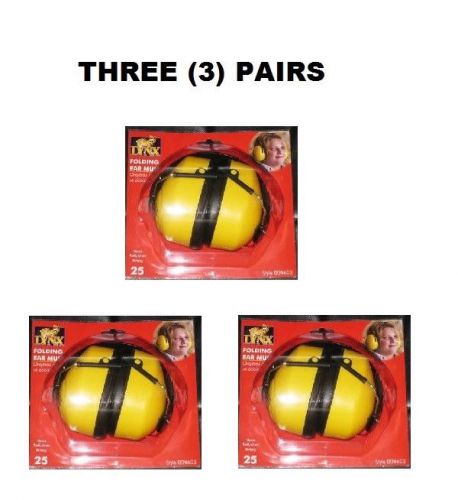 THREE (3) Pairs LYNX FOLDING EAR MUFFS EARMUFFS NRR 25 NEW IN BOX YELLOW !