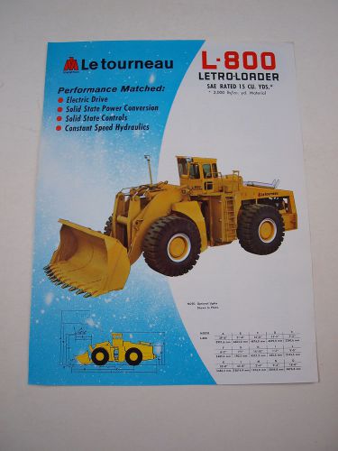 Marathon LeTourneau L-800 Letro-Loader Front-End Wheel Loader Brochure MINT &#039;75