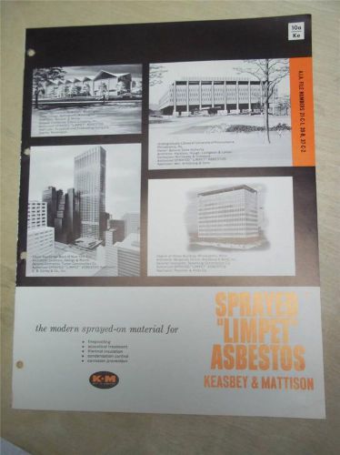 Keasbey &amp; Mattison Catalog~K-M Sprayed Limpet Asbestos~Insulation/Fireproof~1962