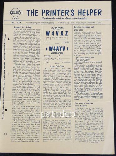 VINTAGE ORIGINAL1954 THE PRINTER&#039;S HELPER ISSUE 279 KELSEY CO PRINTING PRESS (i