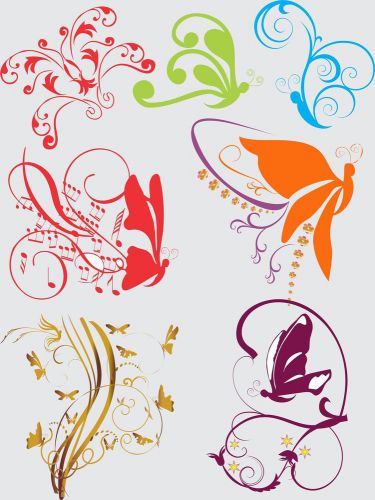 50 Swirl Butterfly Abstract Tribal Flower Vector Clipart