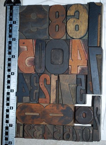 Vintage / Antique Letterpress Wood Printers Type  Group of Numbers 26 blocks