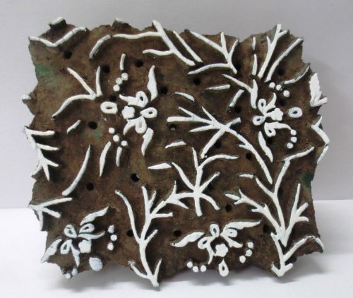 INDIAN WOODEN HAND CARVED TEXTILE PRINTING ON FABRIC BLOCK STAMP DESIGN HOT 206