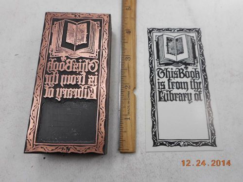Letterpress Printing Printers Block, Bookplate, This Book is from the Library of