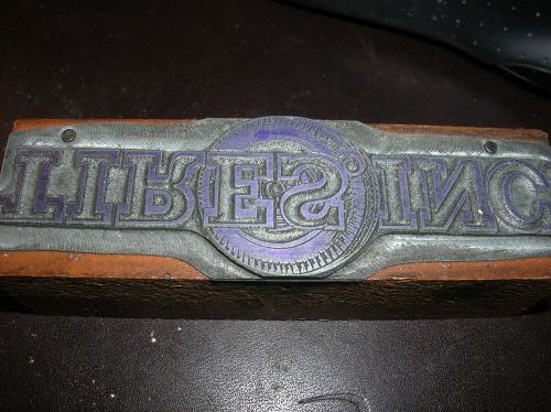Vintage Wood Block Printing Metal Stamp TIRES INC Rare &amp; Unusual