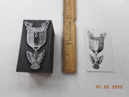 Printing Letterpress Printers Block, Eagle Boy Scout Be Prepared Medal Emblem