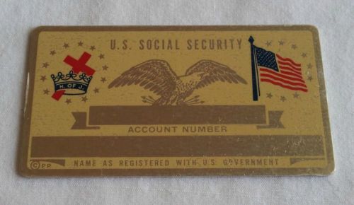 Vintage Social Security Card Metal Heart of Jesus and American Flag Christian