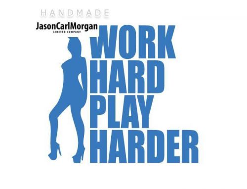 JCM® Iron On Applique Decal, Work Hard Play Hard Sky Blue