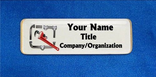 Plumber Pipes Wrench Custom Personalized Name Tag Badge ID Plumbing Tools Sales