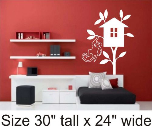 Tree house illustration bedroom, drawing room wall vinyl sticker decal  - 812 for sale