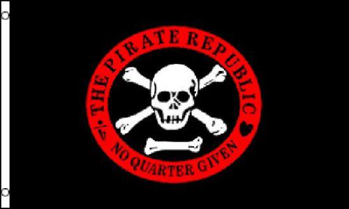 The pirate repuplic no quarters given pirate flag 3x 5&#039; indoor outdoor banner for sale