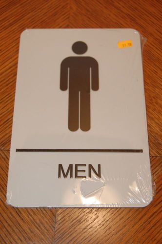 New ADA Sign Men Bathroom Braille Off White 9&#034; x 6&#034;