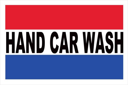 Hand Car Wash Vinyl Sign Banner /grommets 24x 36&#034; made in USA Red/blue/white bv3